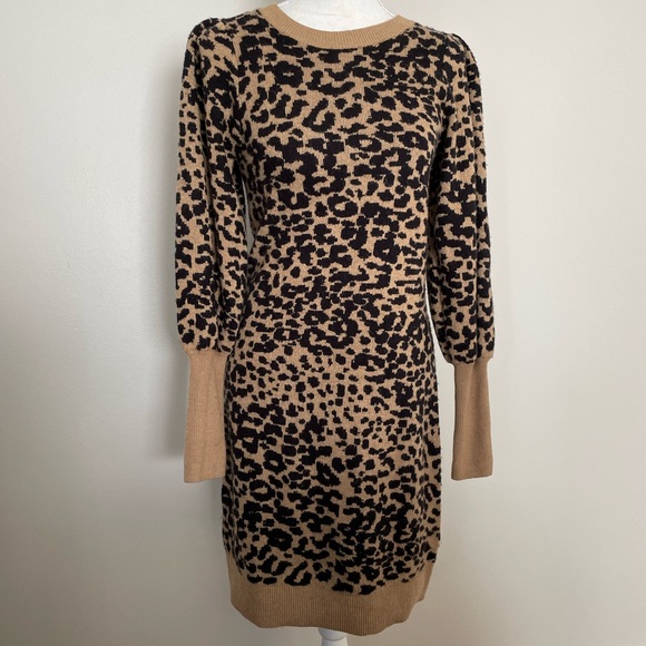 Loft Leopard Print Sweater Dress - Picture 3 of 7